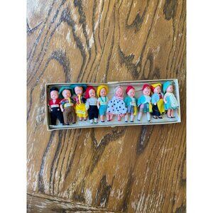 Set Of 10 Vintage Miniature Jointed Celluloid Dolls Eyes and Open and Close "Mad